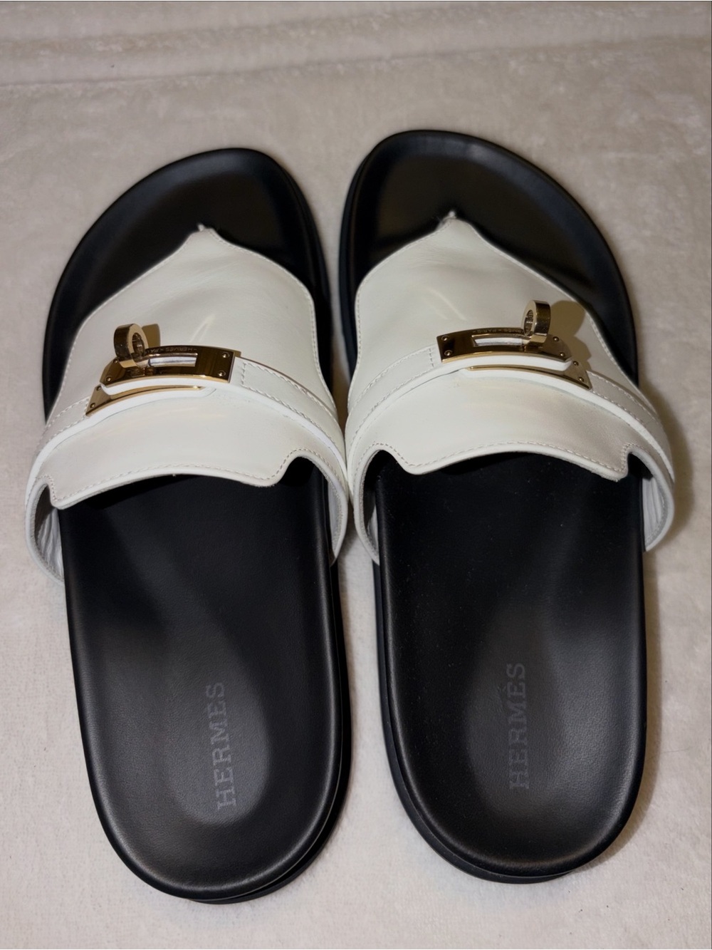 Authentic Hermes White Empire Sandals